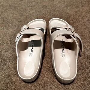 Elegant Cream Mules with Buckle Detail